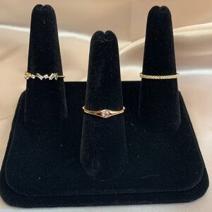 3 PC Set - NEW Pretty Bird Real Rose Gold Plated Dainty Stacking Rings Size 8